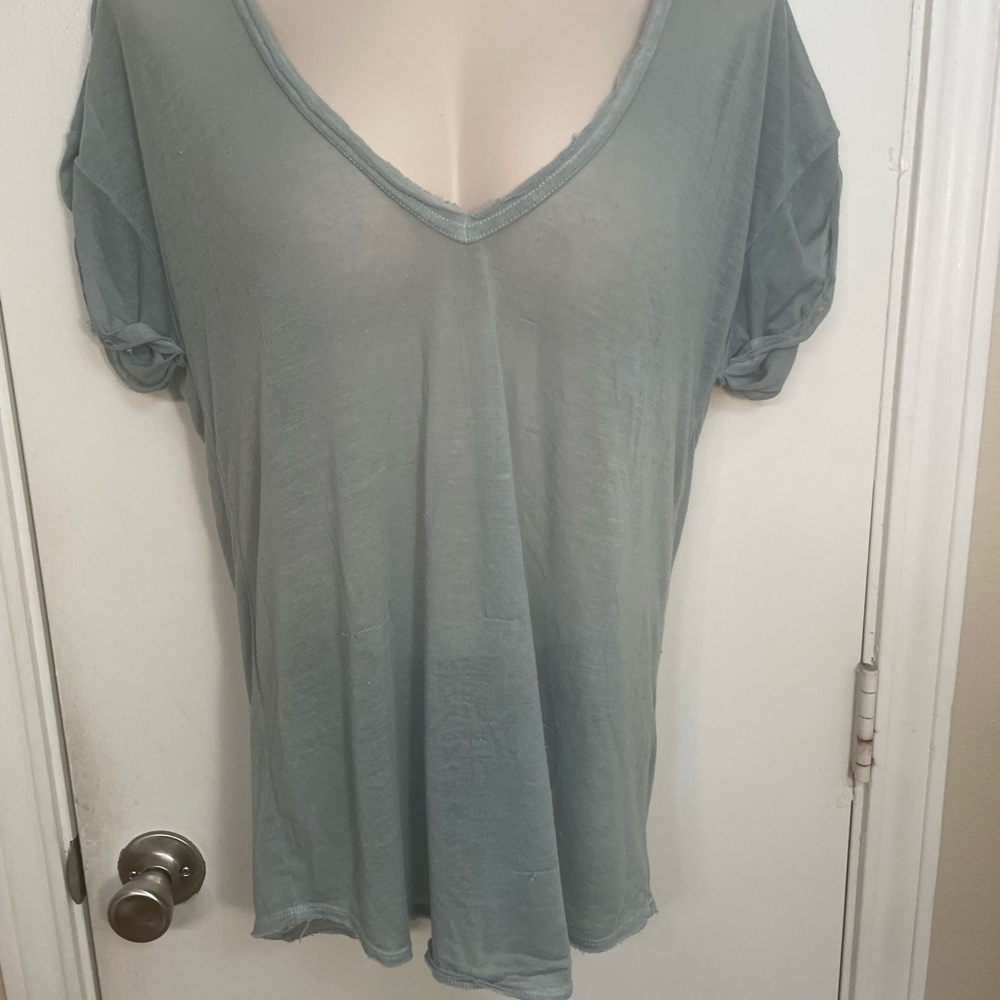 Forever 21 Women's V-Neck Short Sleeve Tee - Sage Green